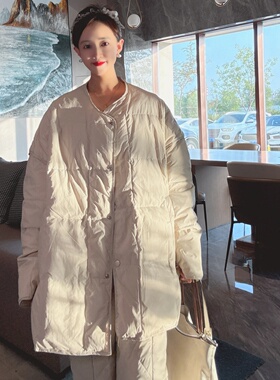 2025巨好看的羽绒服女款中长款冬宽松慵懒风洋气高级感白鸭绒外套