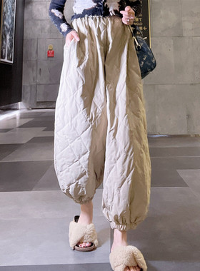 欧货羽绒裤女外穿宽松肥大高级感时髦洋气羽绒棉裤鸭绒冬季九分裤