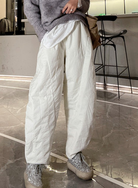 羽绒棉裤女款外穿欧货洋气宽松九分茧型裤冬天裤子女新款时尚爆款