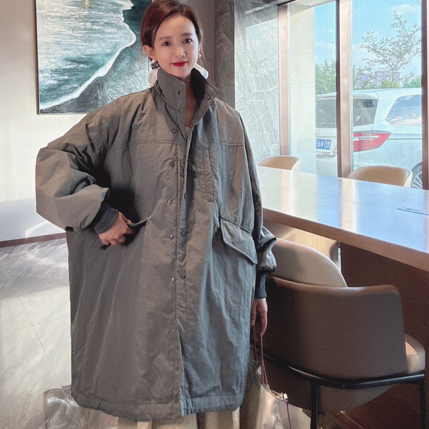 棉服女款2025新款立领宽松慵懒风薄款高级感早冬棉衣外套女不臃肿