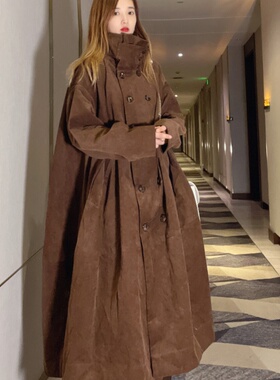 慵懒松弛感风衣女款2024新款高级感条绒高端大气上档次外套女春秋