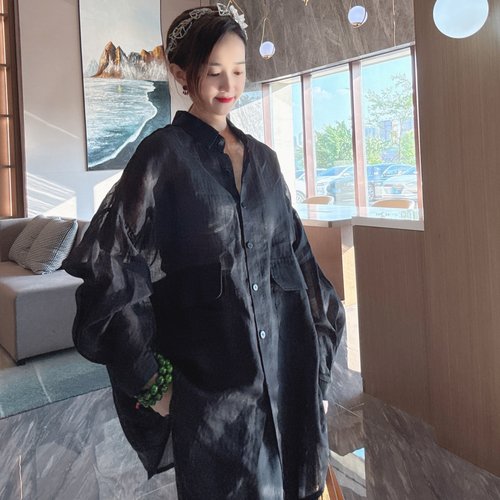 亚麻防晒衬衫薄款轻奢高级感