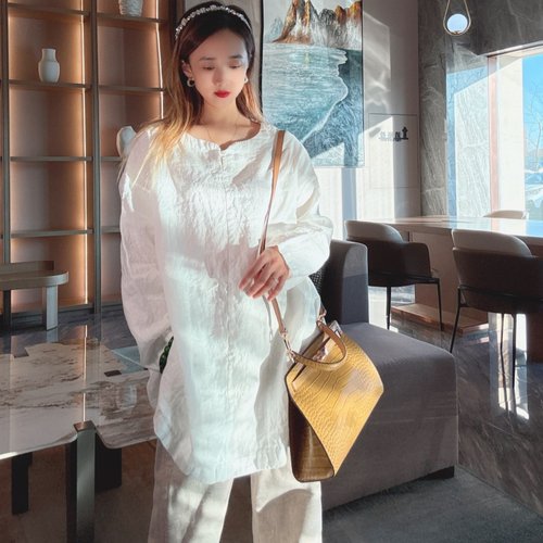 棉麻亚麻上衣女高端春夏季中长款