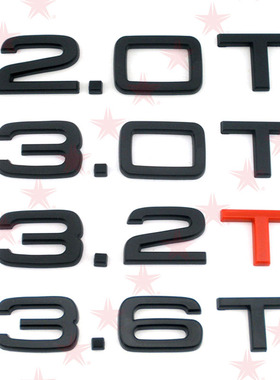 奥迪A3A4LA5A6L改装黑武士车尾排量字母车标个性改装黑色字母标贴