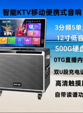 先科音响SA-312d户外点歌机音响专业KTV移动式拉杆三分频直播K歌