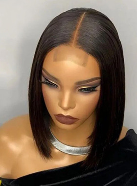 Kim Closure 2*6 straight Bob Middle part 100% human hair wig