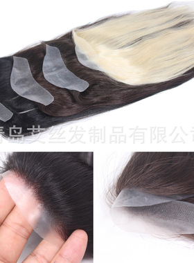 现货2x16厘米透明PU外贸款女士补发V-loop前额发际线13英寸