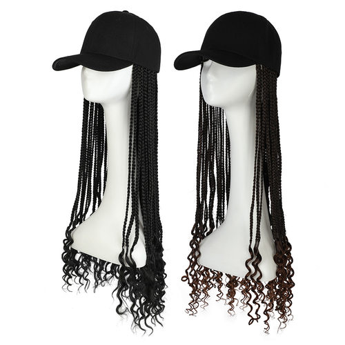 wig化纤一体帽子假发French Curl Crochet Braids 三股辫缠尾脏辫