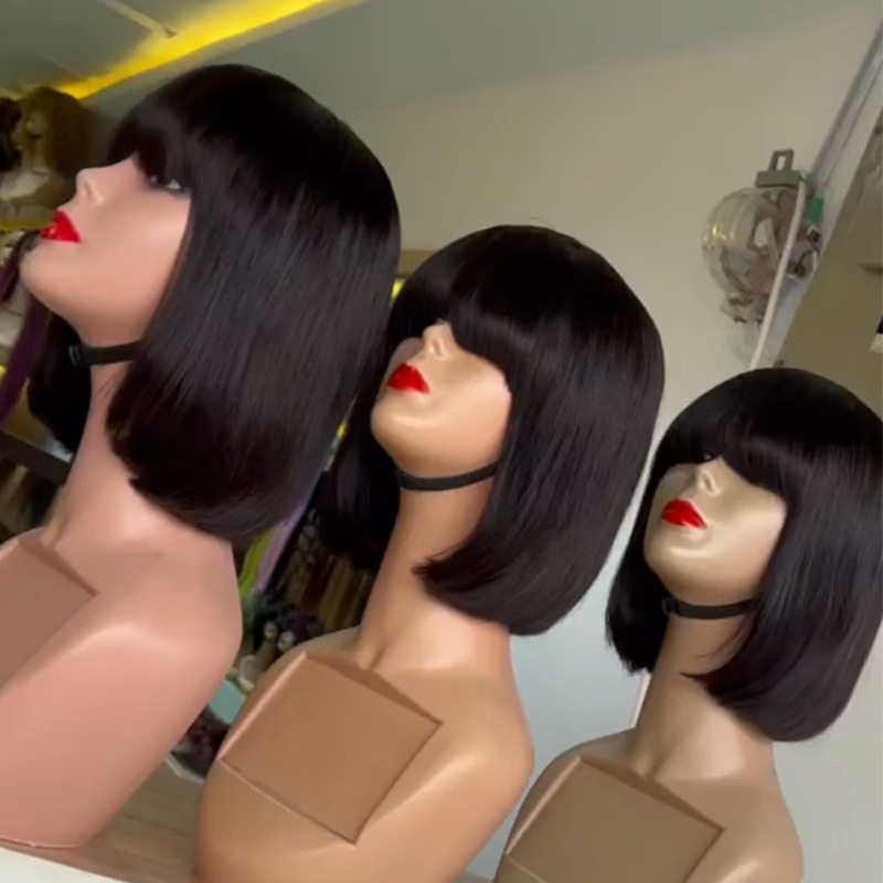 Human hairFringe Bob wig刘海假发外贸全机制波波头真发假发