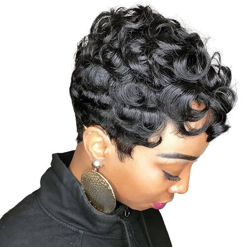 Short Wavy Wig Human Hair 真人发许昌机制欧美假发短头套