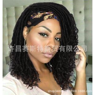 跨境假发非洲筒曲小卷headband Wig脏辫卷尾头巾头套 Dreadlock