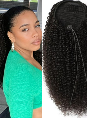Afro Drawstring Ponytail Extensions抽绳马尾Afro Curly
