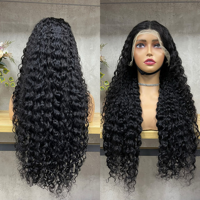 跨境中长发卷发前蕾丝真人发 SDD water wave lace frontal wig