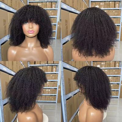 Human Hair Afro Kinky Curly Wigs 真人发非洲小卷机制假发头套