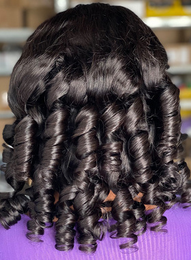 200 Density Bouncy Curl Human Hair Wigs前蕾丝真人假发许昌