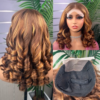 5×5 glueless SDD loose bouncy wigs 18inch 300g