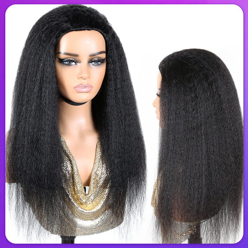 跨境Half Wig 3 in 1 Human Hair Kinky Straight欧美假发真人发