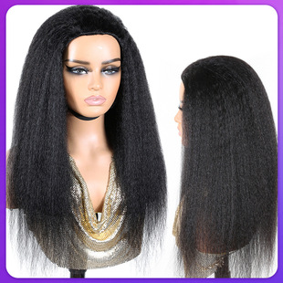 Straight欧美假发真人发 跨境Half Hair Kinky Human Wig