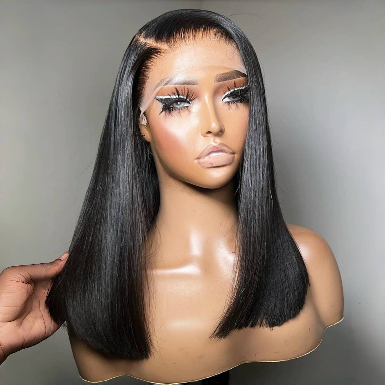 13*4 BOB 前蕾丝真人发假发straight human hair 厂家头套直销