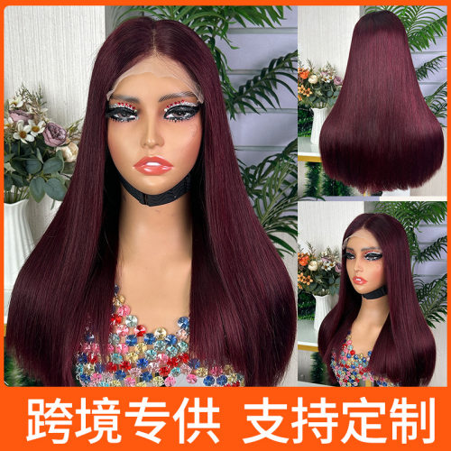 Long straight lace front wig double drawn virgin human hair