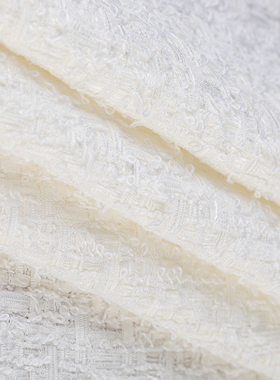 亿源●Tweed粗花呢编织法国香风面料 春夏走秀款白色高定服装面料