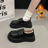 加绒乐福小皮鞋 女冬季 休闲鞋 时尚 保暖舒适好走路轻松穿出少女感鞋