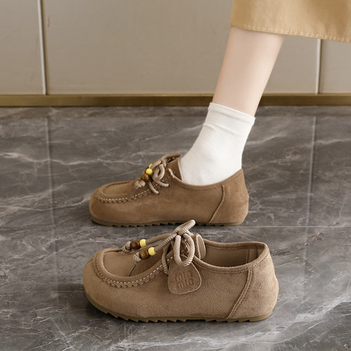 春季乐福鞋女2026新款爆款百搭袋鼠鞋软底不累脚配裙子复古休闲鞋