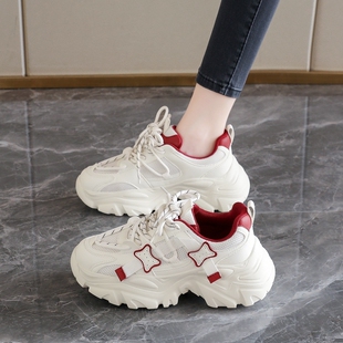 厚底老爹鞋2026新款女鞋春季百搭网面运动鞋女款小众增高学生潮鞋