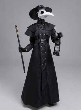 欧美瘟疫医生cos服装中世纪蒸汽朋克风乌鸦长嘴鸟人装万圣节表演