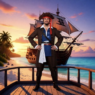 杰克船长COS服万圣节电影加勒比海盗cosplay二次元角色扮演舞台服