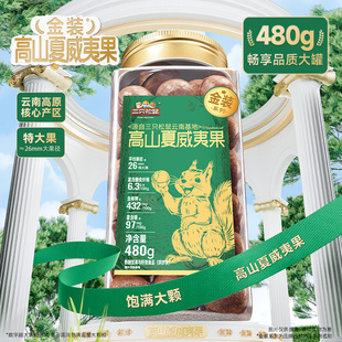 三只松鼠金装高山夏威夷果480g罐装大颗粒坚果仁炒货休闲健康零食