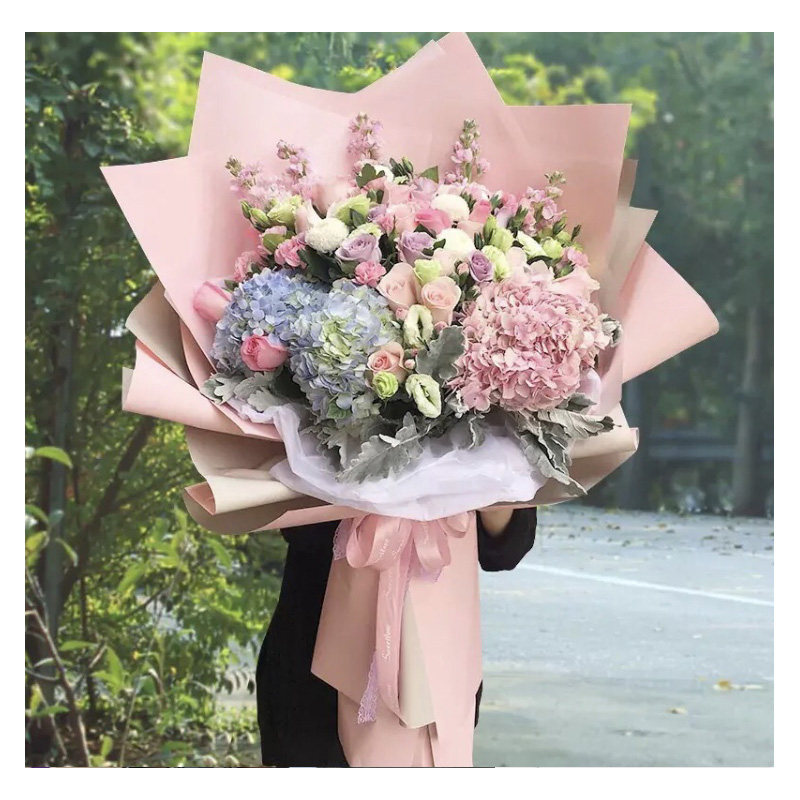 长春鲜花同城速递 绣球玫瑰洋桔梗乒乓组合花束 生日祝福送花