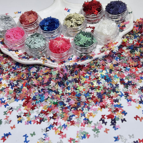 爆闪碎钻蝴蝶银色美甲饰品