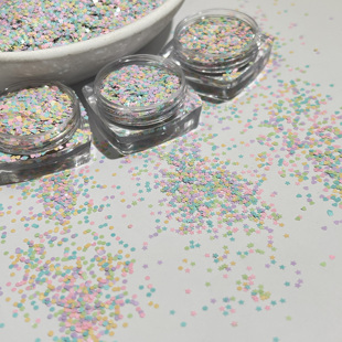 混色马卡龙迷你1mm奶油色爱心五角星星波点小亮片diy美甲饰品罐装