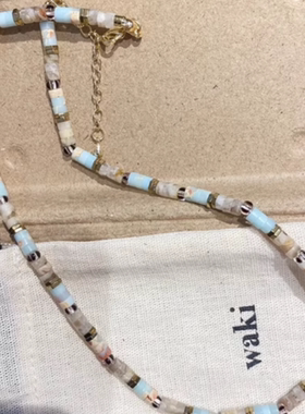 【限时折扣】现货 张俪同款waki项链邦迪清晨天然玉石度假感串链
