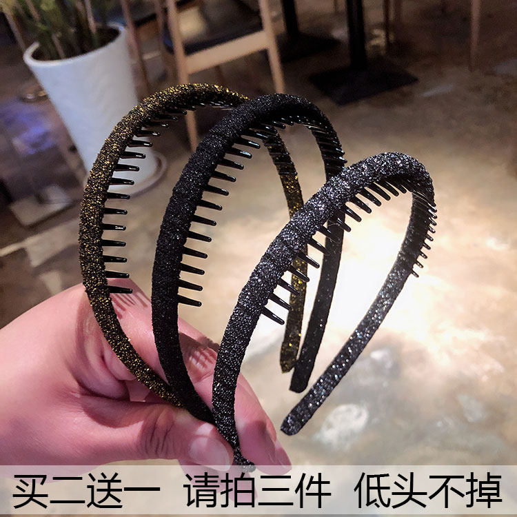 网红发箍带齿女百搭外出压发头箍发带敷面膜洗脸防滑发夹黑色发卡
