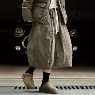 HXL冬季款日系复古休闲加厚羽绒半身裙保暖90白鸭绒中长款裙子女