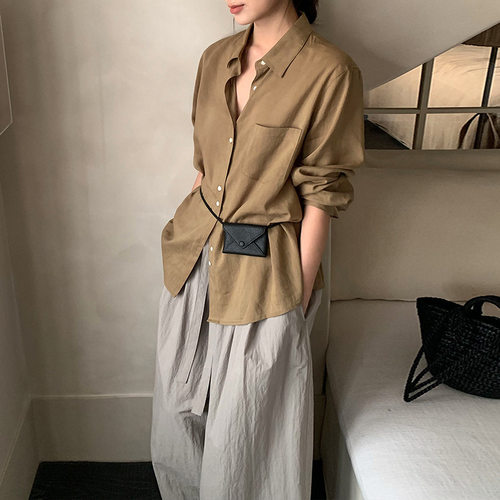 HXL薄款亲肤宽松天丝苎麻衬衫