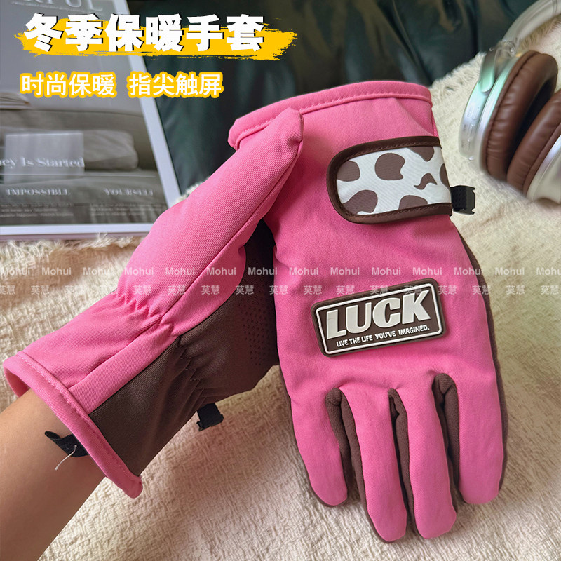 新款女士骑车手套秋冬加绒加厚户外骑行电动车保暖防寒风防滑手套