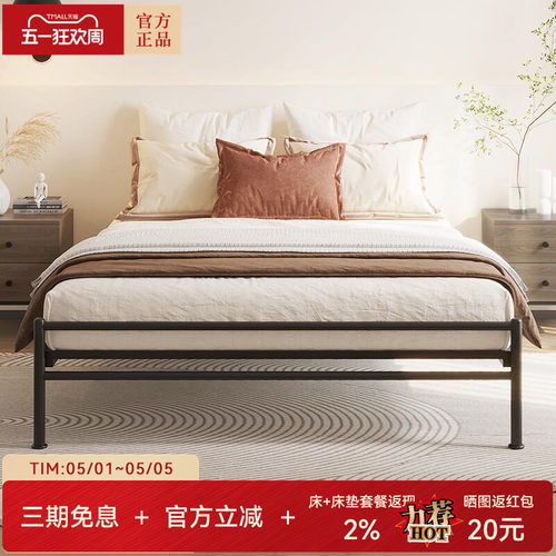 天坛家具简约现代双人无床头铁床