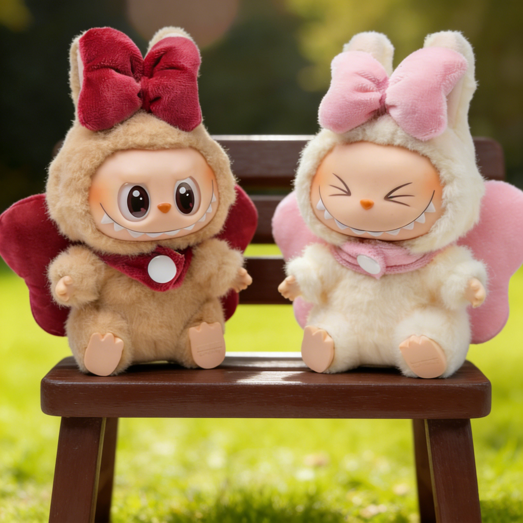 labubu娃衣坐坐派对2.0拉布布搪胶公仔特摇蝴蝶结衣服潮玩套装