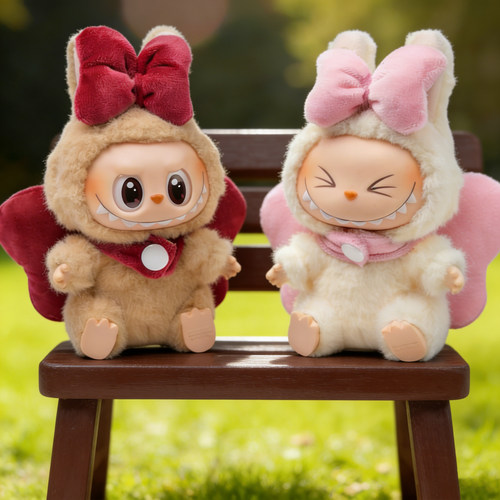 labubu娃衣坐坐派对2.0拉布布搪胶公仔特摇蝴蝶结衣服潮玩套装