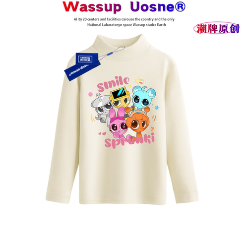 WASSUP联名女童德绒半高领打底衫
