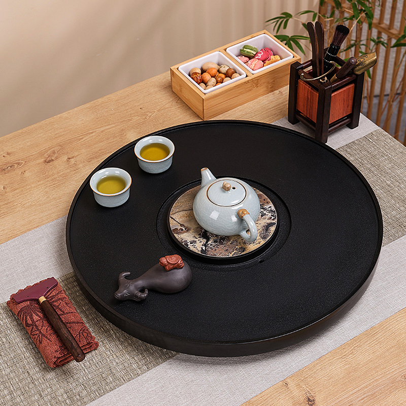 天然乌金石茶盘整块家用现代简约石头茶台大小号石材茶海茶具套装