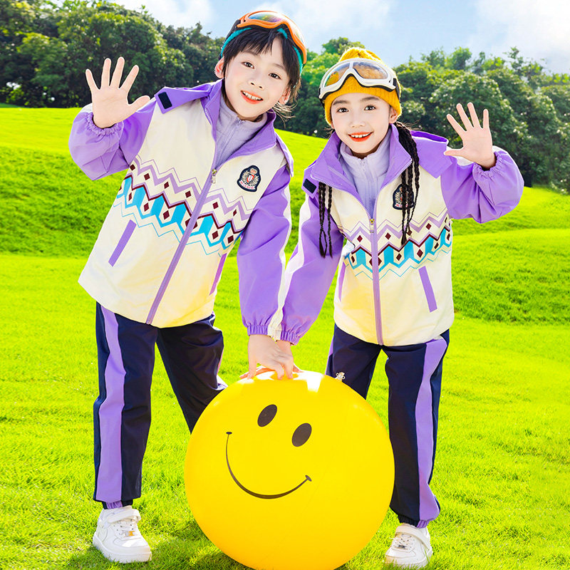 班服小学生冲锋衣校服三件套秋冬幼儿园园服套装儿童运动会服装夏