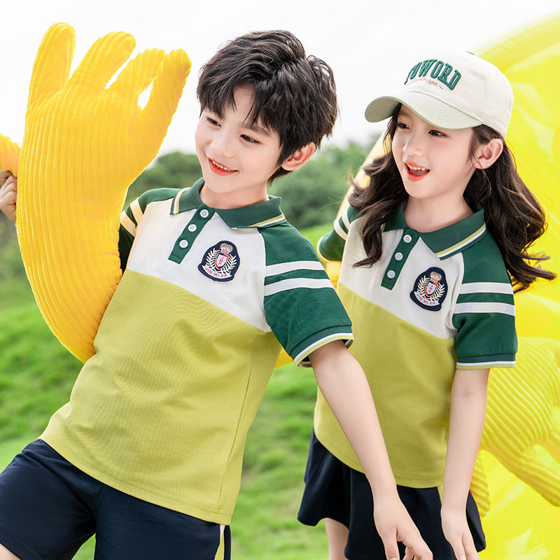 小学生校服夏装幼儿园园服毕业照学院风纯棉运动儿童套装夏季班服