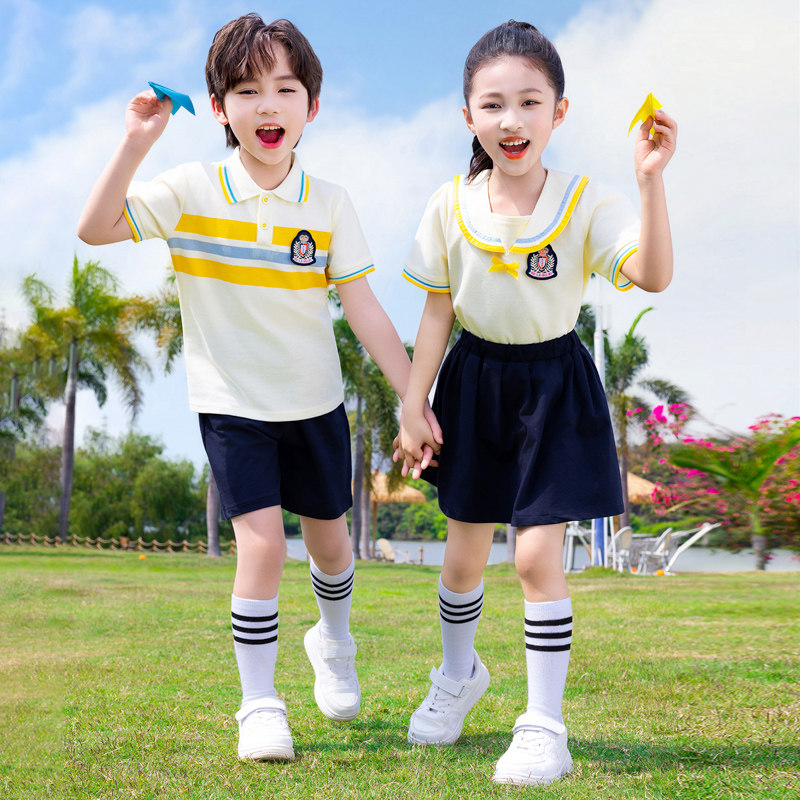 小学生班服夏季儿童校服套装幼儿园园服运动会服装polo短袖演出服