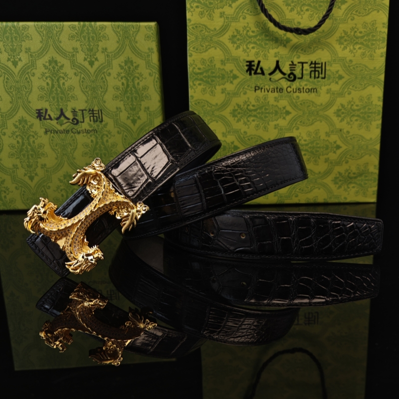 男士龙形镶钻内穿皮带扣头不锈钢平滑扣百搭腰带配件鳄鱼皮腰带