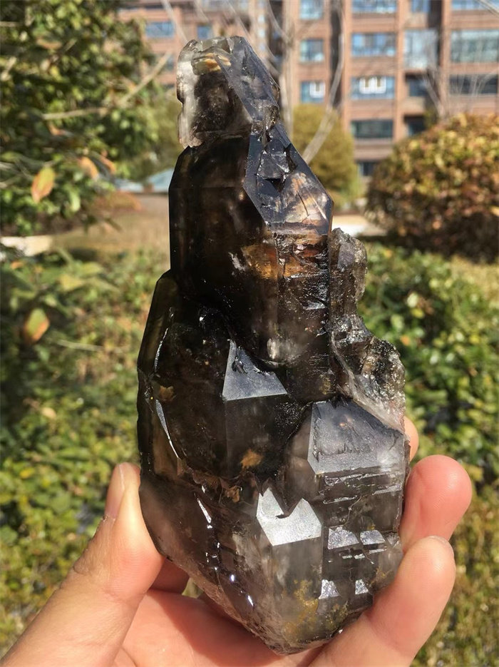 天然巴西茶水晶骸骨城堡骨干原石摆件 古老水晶宝石 一物一图