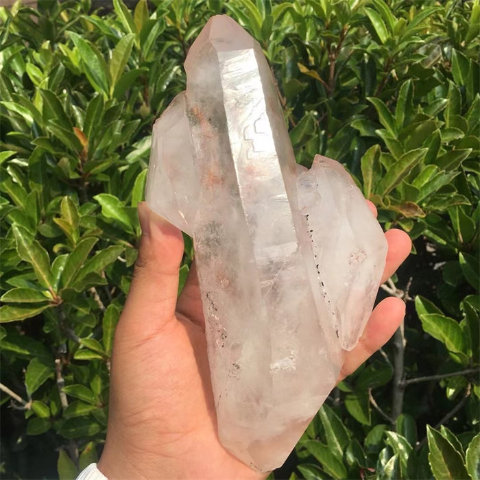 天然双生双尖白水晶骨干原石柱子 一物一图水晶宝石